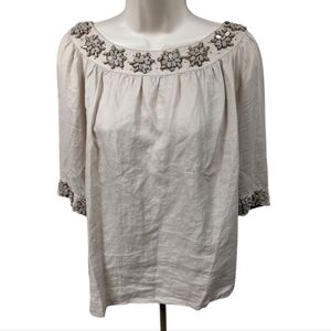 Great Plains Embellished Ramie Blouse Sz XL